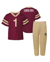 Toddler Boys and Girls Garnet Florida State Seminoles Two-Piece Red Zone Jersey Pants Set