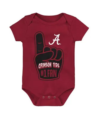 Newborn and Infant Boys Girls Crimson Alabama Tide #1 Fan Foam Finger Bodysuit