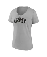 Women's Fanatics Heather Gray Army Black Knights Basic Arch V-Neck T-shirt