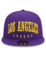 Men's New Era Purple Los Angeles Lakers Big Arch Text 59FIFTY Fitted Hat