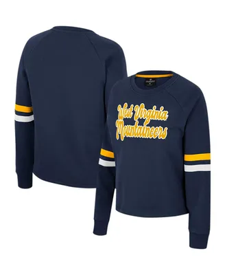 Women's Colosseum Navy West Virginia Mountaineers Talent Competition Raglan Pullover Sweatshirt