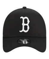 Men's New Era Black Boston Red Sox A-Frame 9FORTY Trucker Adjustable Hat