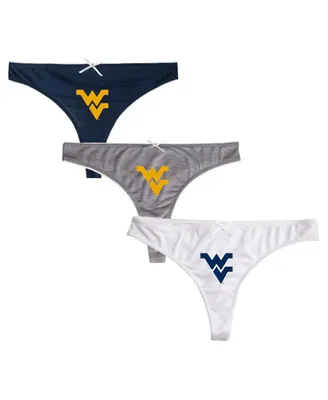 Women's Concepts Sport Navy, Charcoal West Virginia Mountaineers Arctic Three-Pack Thong Underwear Set