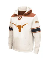 Men's Colosseum Cream Texas Longhorns Big and Tall Hockey Lace-Up Pullover Hoodie