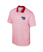 Men's Colosseum White, Red Dayton Flyers Print Stripe Polo Shirt
