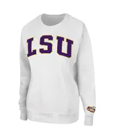 Women's Colosseum White Lsu Tigers Campanile Pullover Sweatshirt