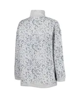 Women's Gameday Couture Heather Gray Auburn Tigers Leopard Quarter-Zip Sweatshirt