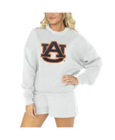 Women's Gameday Couture Ash Auburn Tigers Team Effort Pullover Sweatshirt and Shorts Sleep Set