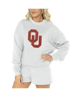 Women's Gameday Couture Ash Oklahoma Sooners Team Effort Pullover Sweatshirt and Shorts Sleep Set