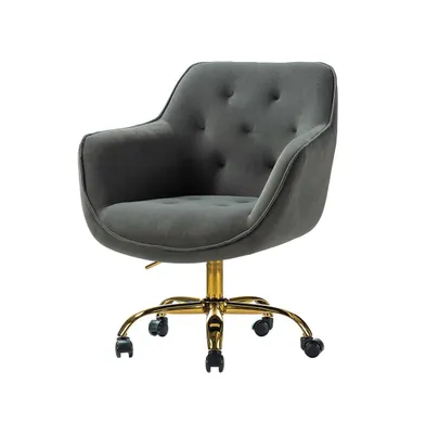 Modern Cute Tufted Office Chair with Gold Base for Living Room, Bedroom