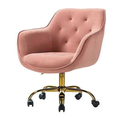 Modern Cute Tufted Office Chair with Gold Base for Living Room, Bedroom