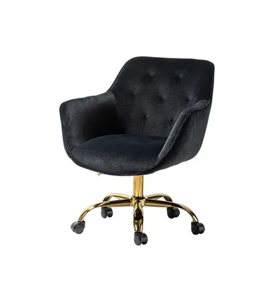 Modern Cute Tufted Office Chair with Gold Base for Living Room, Bedroom