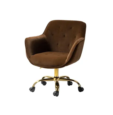 Modern Cute Tufted Office Chair with Gold Base for Living Room, Bedroom