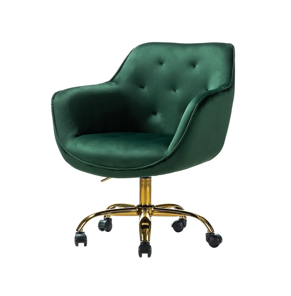 Modern Cute Tufted Office Chair with Gold Base for Living Room, Bedroom