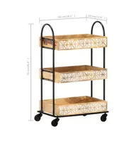 3-Tier Kitchen Trolley 18.1"x11.8"x29.9" Solid Mango Wood