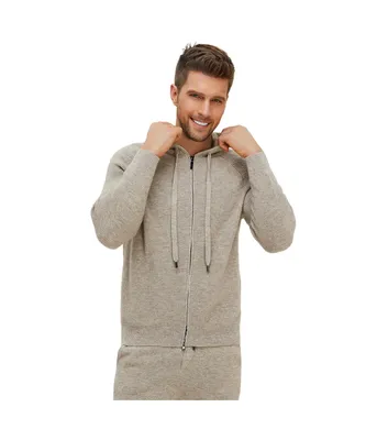 Bellemere New York Men's Ribbed Cashmere Full Zipper Hoodie