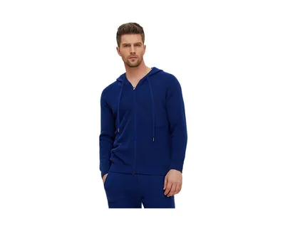 Bellemere Men's Ribbed Cashmere Full Zipper Hoodie