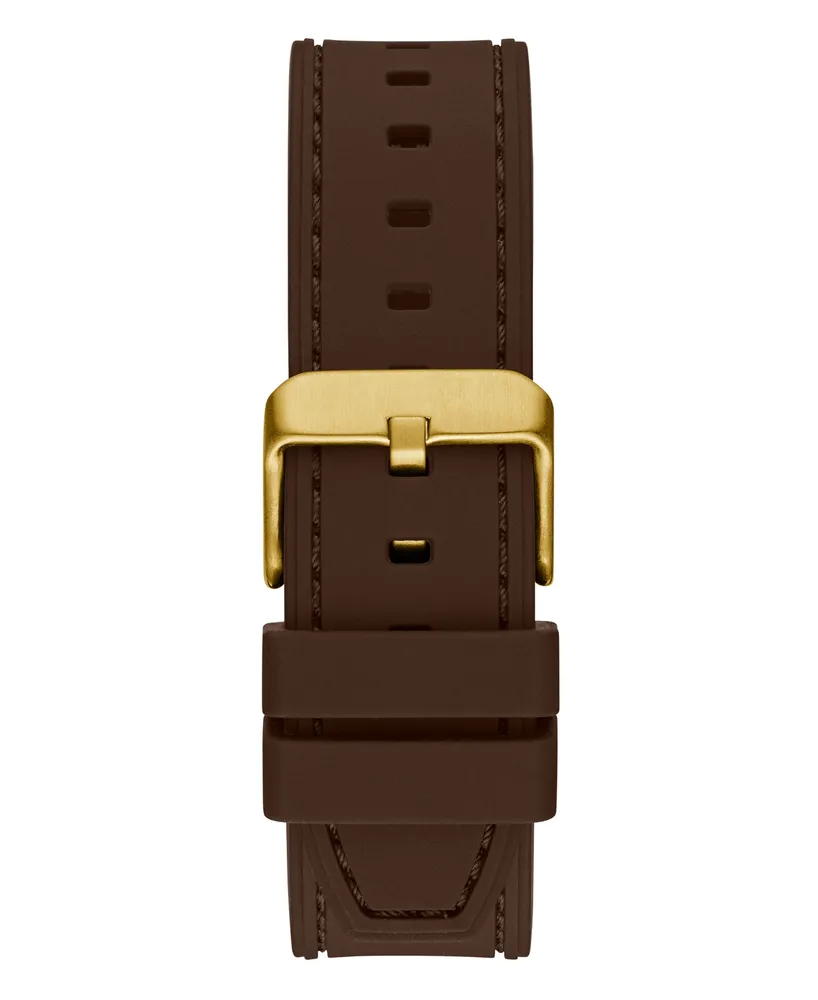 Guess Men's Multi-Function Brown Silicone Watch 42mm