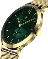 Lilienthal Berlin Men's The Classic Gold Green Gold-Tone Stainless Steel Mesh Watch 42mm