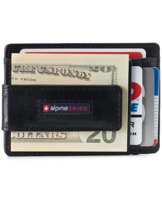 Alpine Swiss Mens Rfid Safe Slim Magnetic Money Clip Leather Front Pocket Wallet