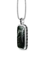 LuvMyJewelry Seraphinite Gemstone Sterling Silver Men Tag in Black Rhodium Plated with Chain