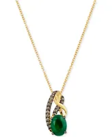Le Vian Chocolatier Costa Smeralda Emeralds (7/8 ct. t.w.) & Chocolate Diamond (1/6 ct. t.w.) Swirl 18" Pendant Necklace in 14k Gold