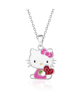 Sanrio Hello Kitty Enamel and Red Crystal Pendant - 18'' Chain, Authentic Officially Licensed