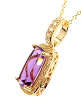 Amethyst (3-1/3 ct. t.w.) & White Topaz (3/8 Halo Pendant Necklace Gold