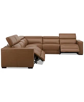 Nevio 157" 6-Pc. Leather Sectional with 3 Power Recliners and Headrests, Created For Macy's