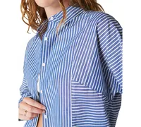 Lucky Brand Women's Striped Oversized Seamed Shirt