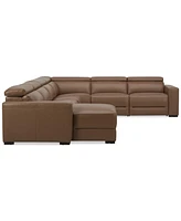 Nevio 157" 6-Pc. Leather Sectional with 2 Power Recliners, Headrests and Chaise, Created For Macy's