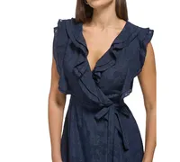 Dkny Women's Flutter-Sleeve Ruffle-Front Tie-Waist Gown