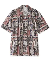 Frank And Oak Men's Cognac Short Sleeve Printed Camp Shirt