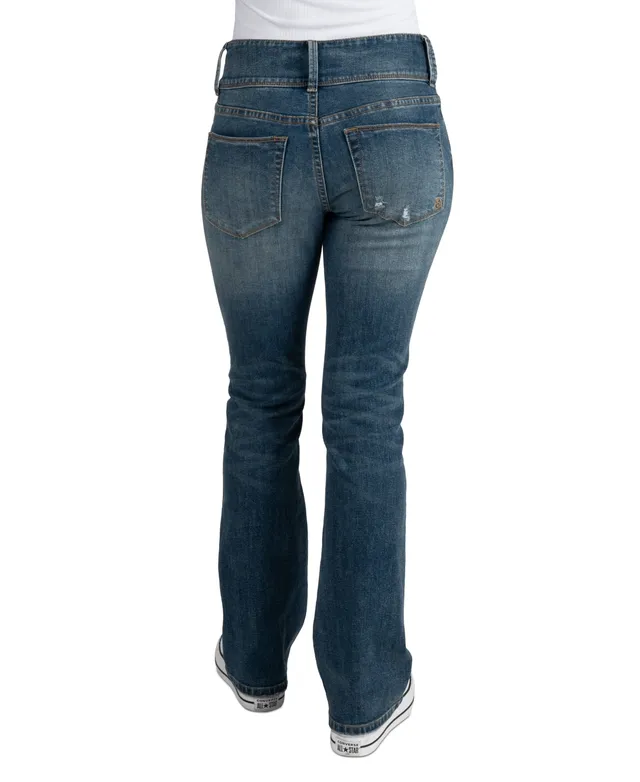 Indigo Rein Juniors' Mid Rise Button Fly Distressed Cropped Curvy Jeans -  Macy's