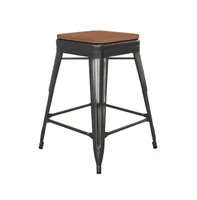 Kam Backless Metal Indoor-Outdoor Stool With All-Weather Polystyrene Seat