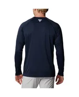 Men's Columbia Navy Michigan Wolverines Terminal Tackle Omni-Shade Raglan Long Sleeve T-shirt