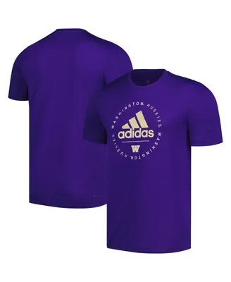 Men's adidas Purple Washington Huskies Stripe Up Aeroready Pregame T-shirt