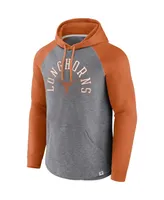 Men's Fanatics Texas Orange, Heather Gray Longhorns Wrap Up Raglan Pullover Hoodie