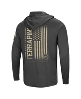 Men's Colosseum Charcoal Distressed Maryland Terrapins Team Oht Military-Inspired Appreciation Hoodie Long Sleeve T-shirt