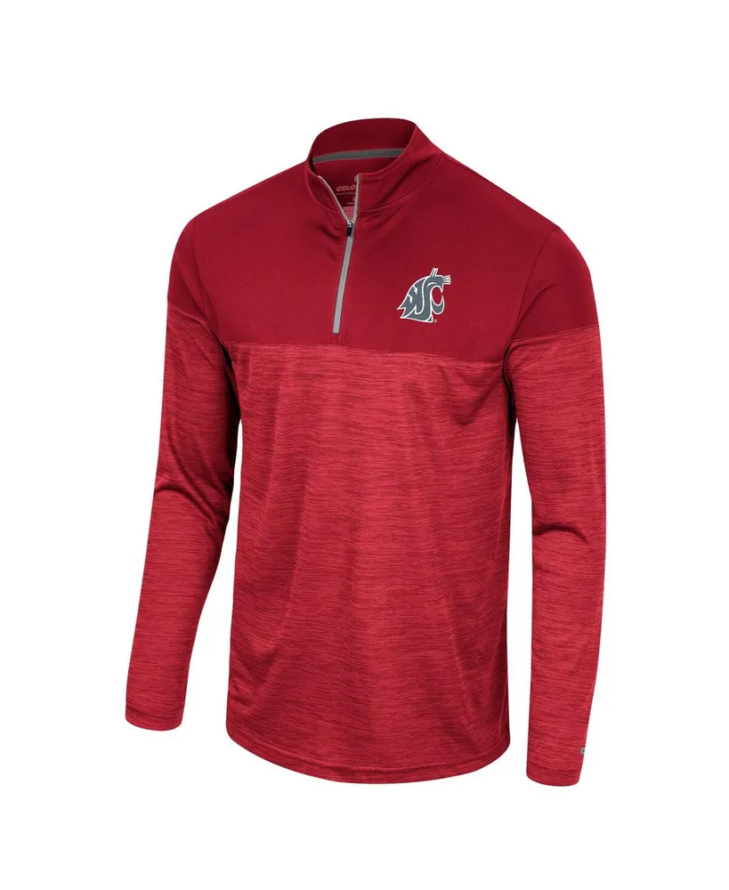 Men's Colosseum Crimson Washington State Cougars Positraction Lightweight Quarter-Zip Windshirt