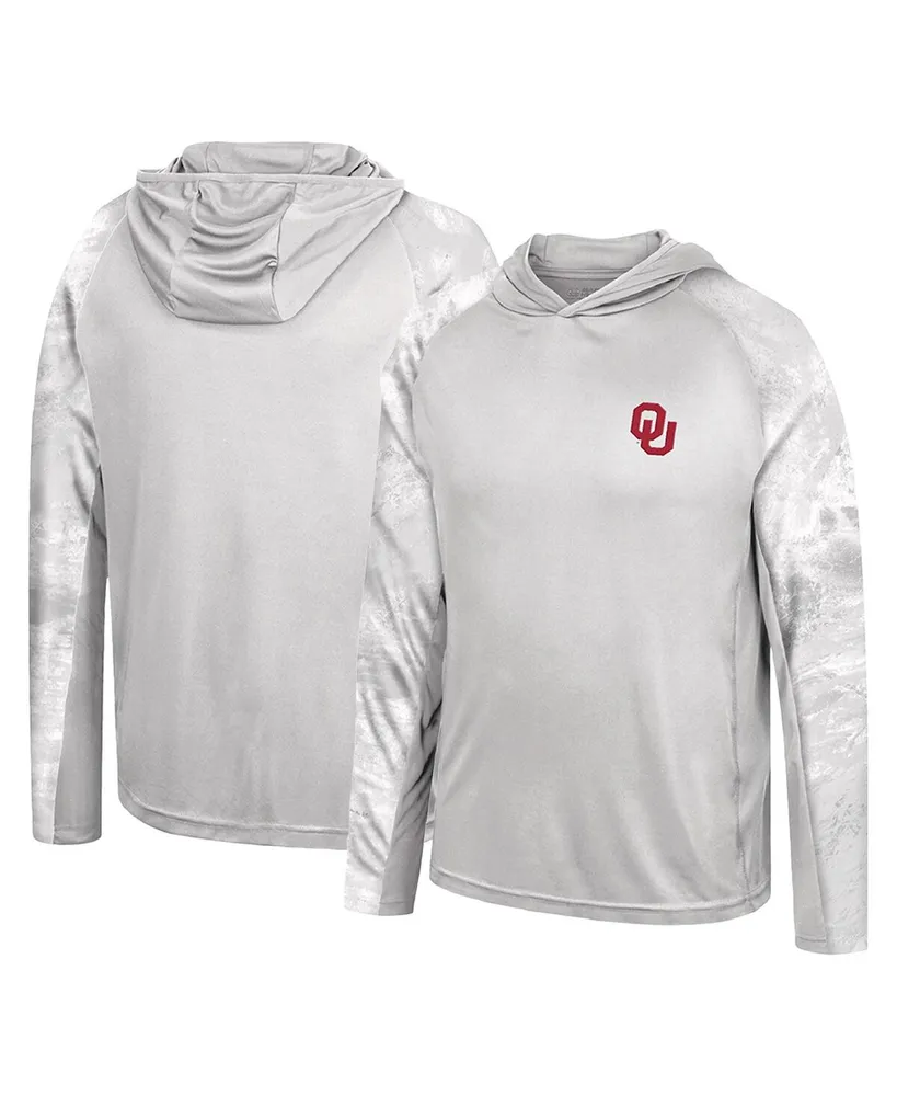 Men's Colosseum Gray, Realtree Camo Oklahoma Sooners Gulf Stream Raglan Long Sleeve Hooded T-shirt