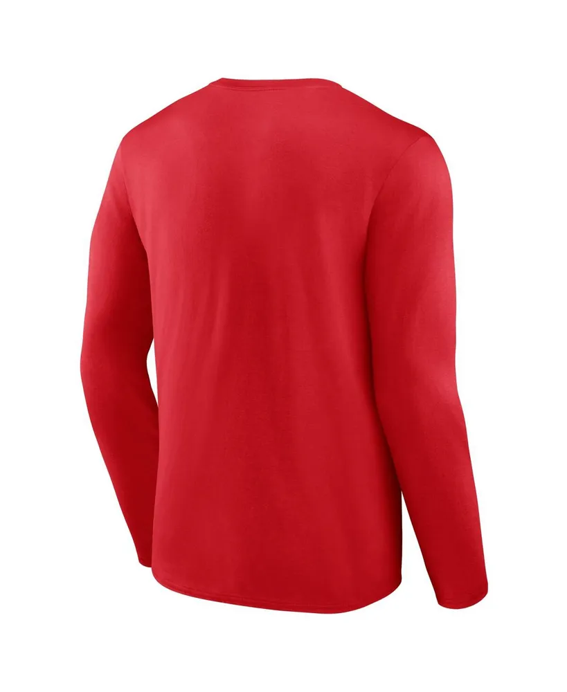 Men's Fanatics Scarlet Nebraska Huskers Distressed Arch Over Logo Long Sleeve T-shirt