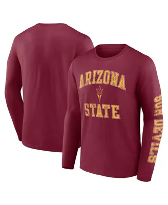 Men's Fanatics Maroon Arizona State Sun Devils Distressed Arch Over Logo Long Sleeve T-shirt