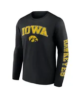 Men's Fanatics Black Iowa Hawkeyes Distressed Arch Over Logo Long Sleeve T-shirt