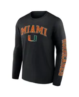 Men's Fanatics Miami Hurricanes Distressed Arch Over Logo Long Sleeve T-shirt