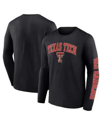 Men's Fanatics Black Texas Tech Red Raiders Distressed Arch Over Logo Long Sleeve T-shirt