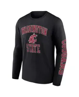 Men's Fanatics Black Washington State Cougars Distressed Arch Over Logo Long Sleeve T-shirt