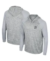 Men's Colosseum Gray Navy Midshipmen Cybernetic Raglan Quarter-Zip Hooded Top