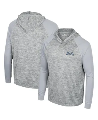 Men's Colosseum Gray Ucla Bruins Cybernetic Raglan Quarter-Zip Hooded Top