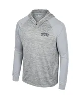 Men's Colosseum Gray Tcu Horned Frogs Cybernetic Raglan Quarter-Zip Hooded Top